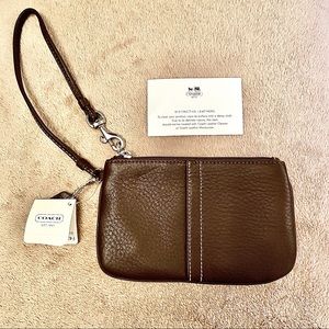 Authentic Coach Brown Leather Wristlet Coin Purse
